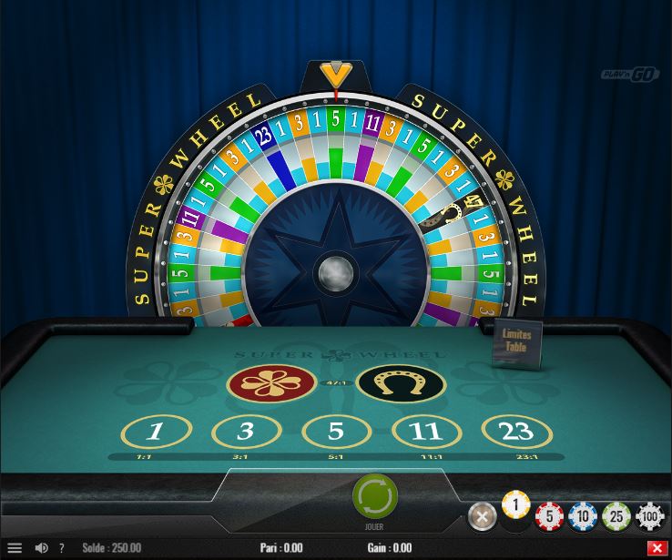 capture écran du jeu de table Super Wheel de Play'n Go