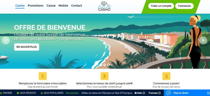 Page d'accueil AzurCasino