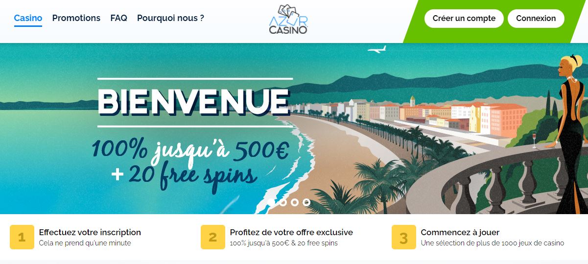 Azur Casino 2 - capture écran page d'accueil 2020